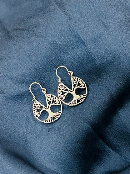 Silver Tree of Life Hoops Earrings