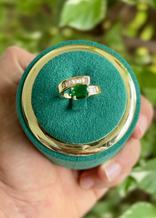 The Emerald Wrap Baguette Ring✨(Adjustable)