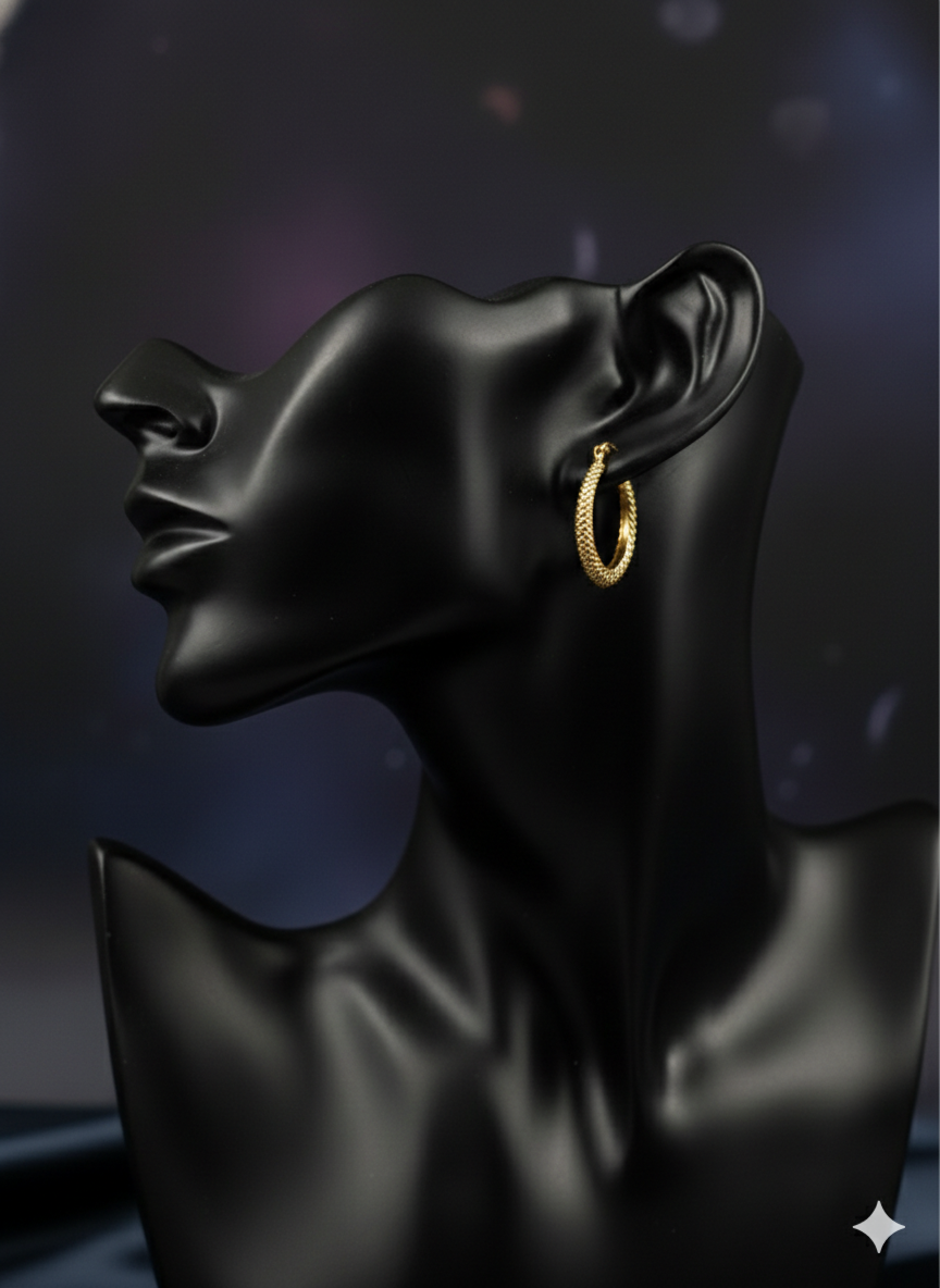 Golden Weave Oval Hoops Earrings