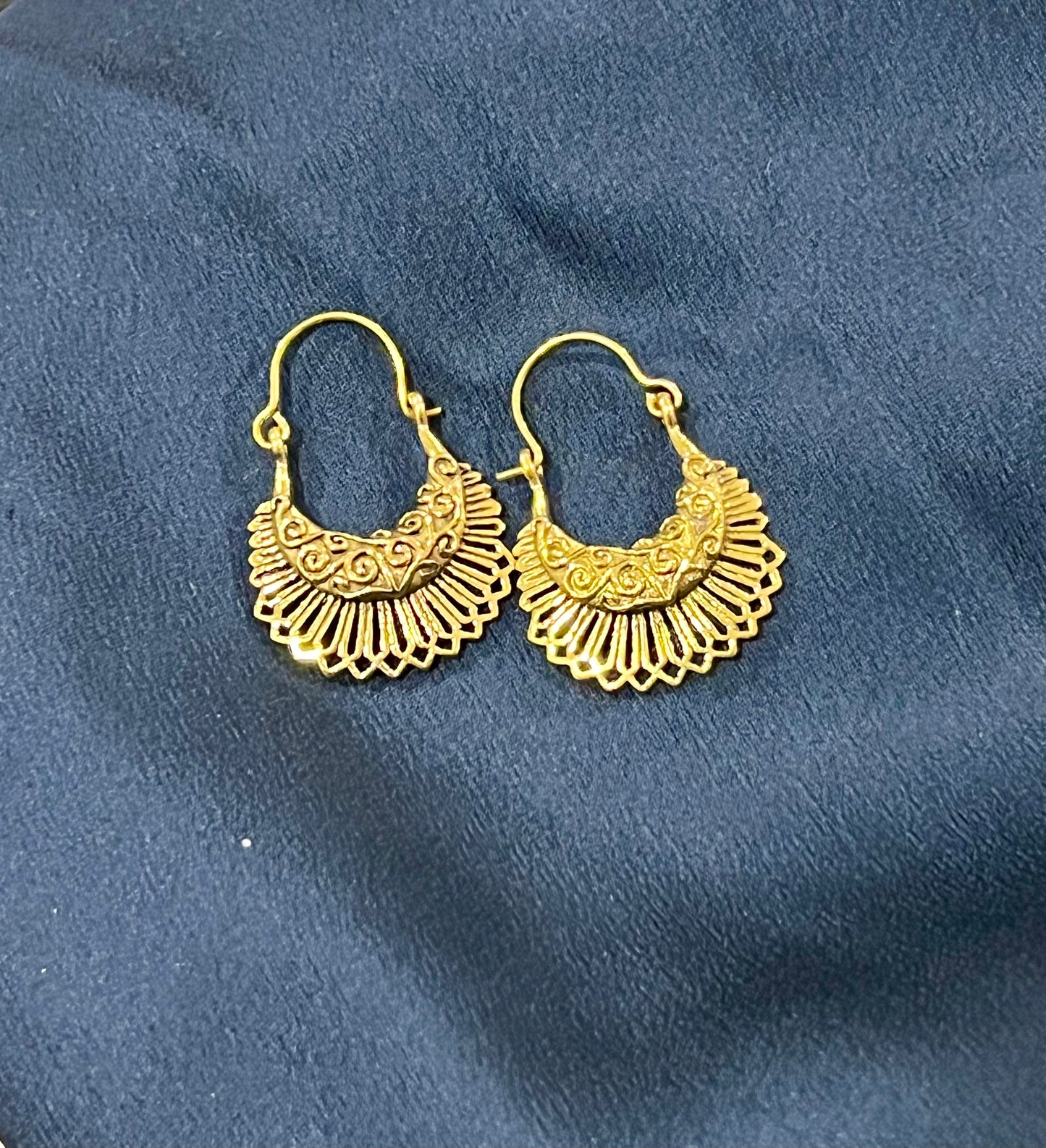 Tribal Fan Crescent Drops Earrings