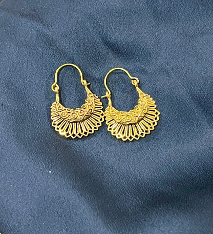 Tribal Fan Crescent Drops Earrings