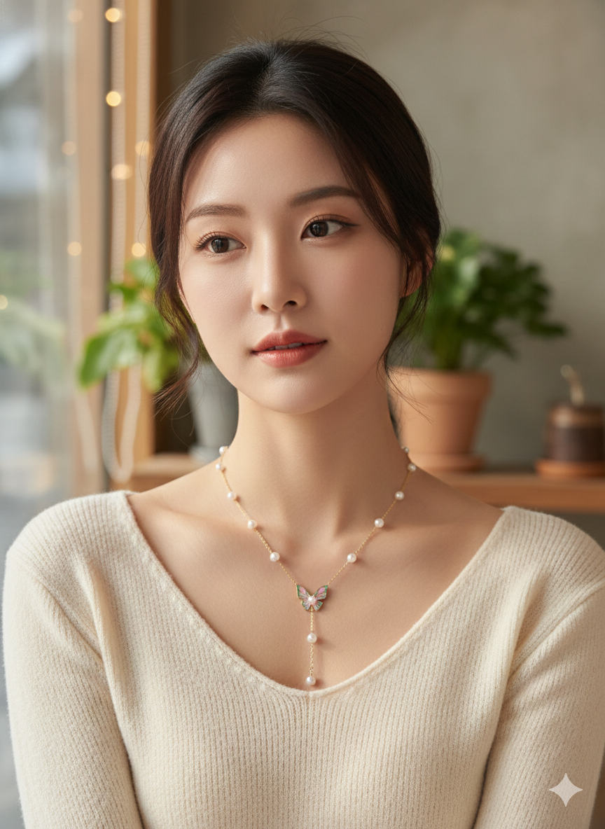 Pearl Flutter Y Necklace