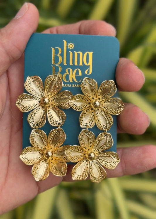 Golden Blossom Cascade Earrings