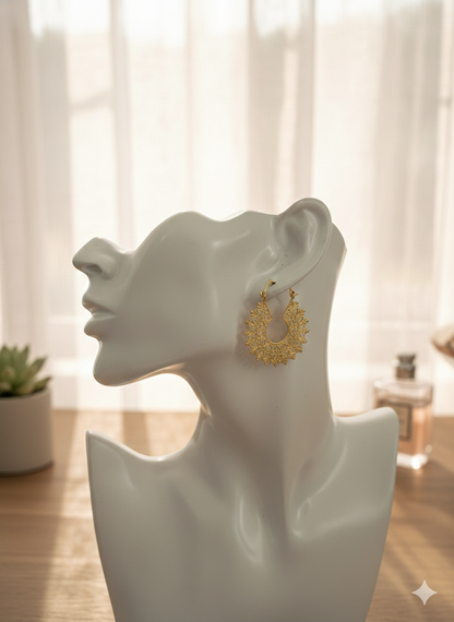 Sun Temple Crescent Hoops Earrings