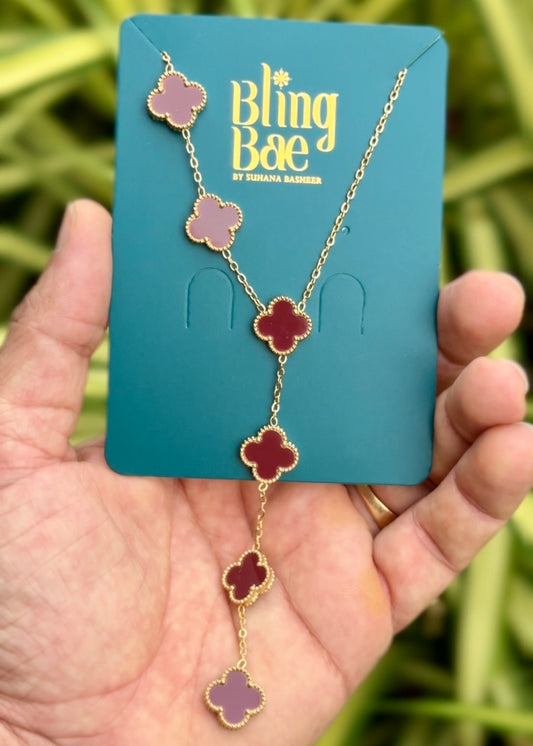 Blush Clover Drop Necklace ✨