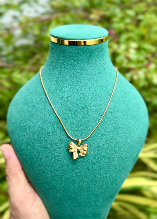 Golden Ribbon Bow Pendant Necklaces 🎀✨