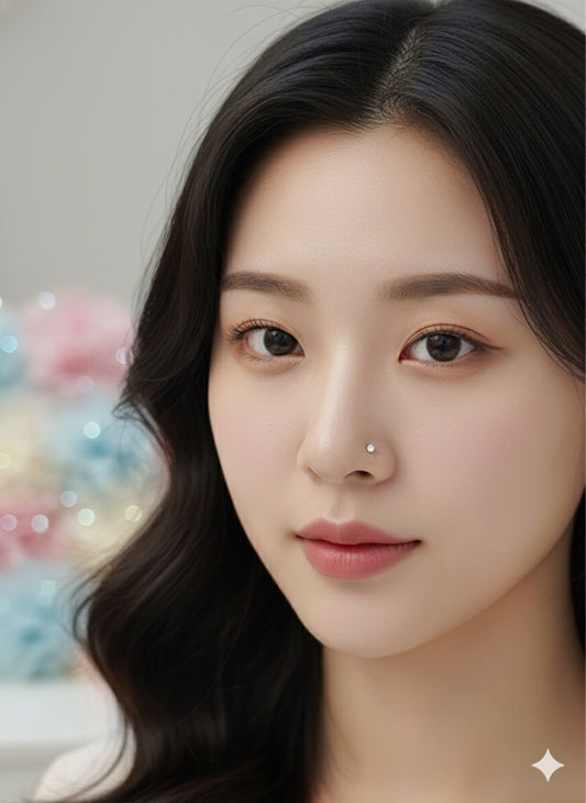 Sparkle Nose Stud (L-bend Titanium-silver - Stone 2mm)