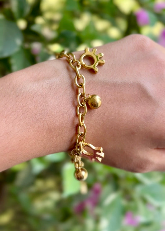 Golden Charm Link Bracelets 🔔 ✨