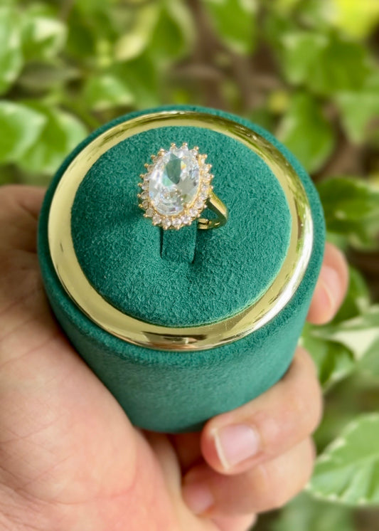 The Empress Oval Halo Ring✨(Adjustable)