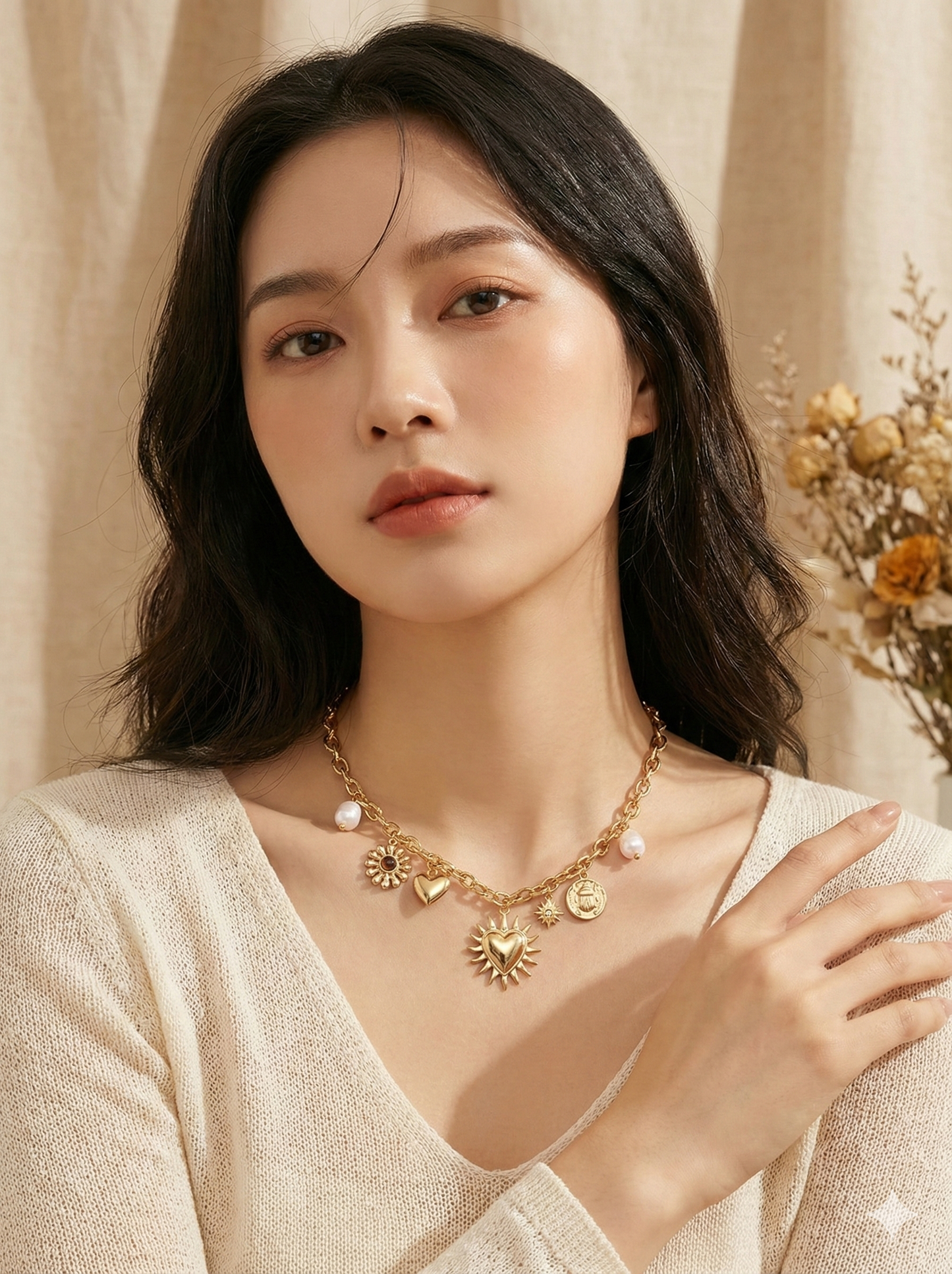 Celestial Heart Charm Necklace