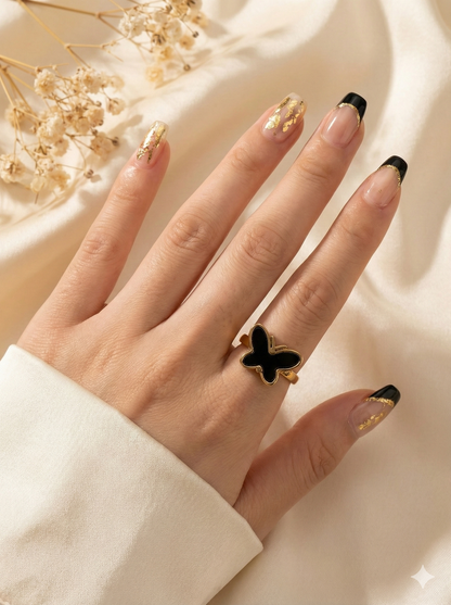 Midnight Butterfly Rings