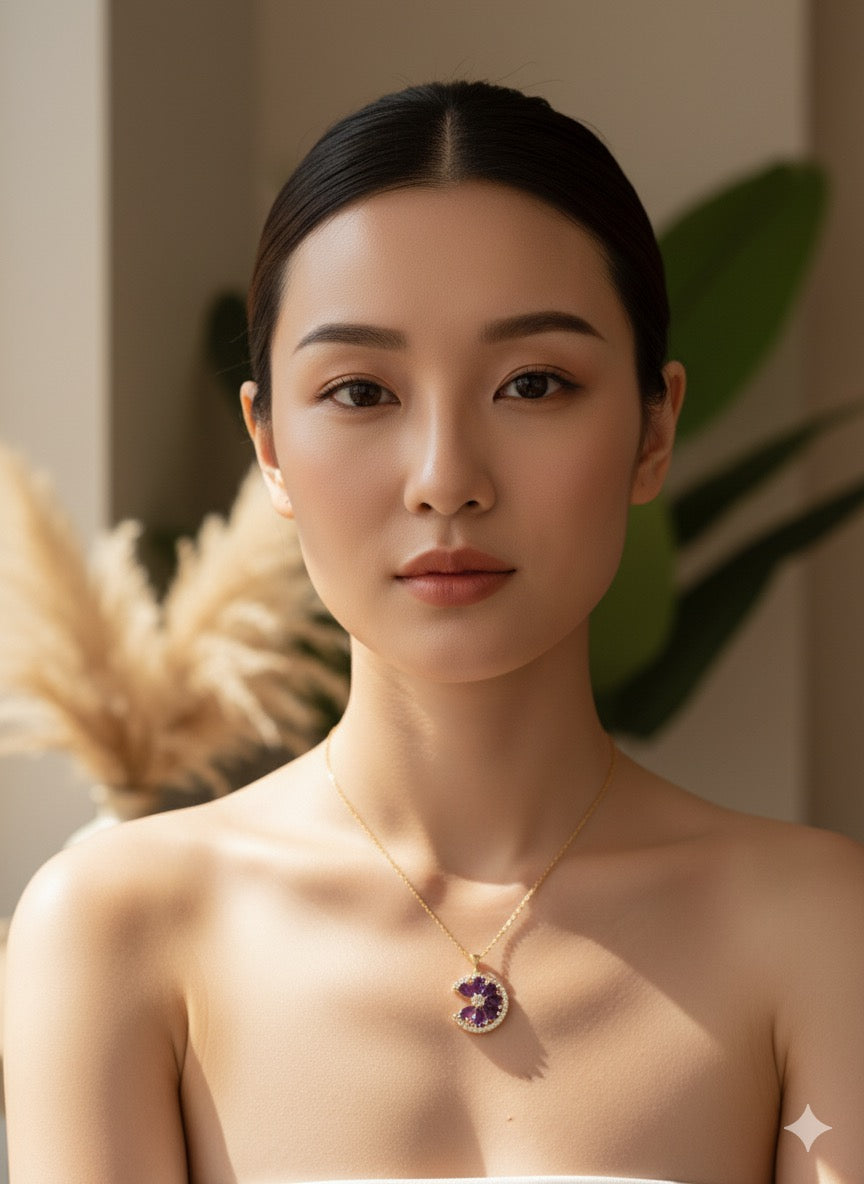 Violet Moon Charm Chain With Pendant