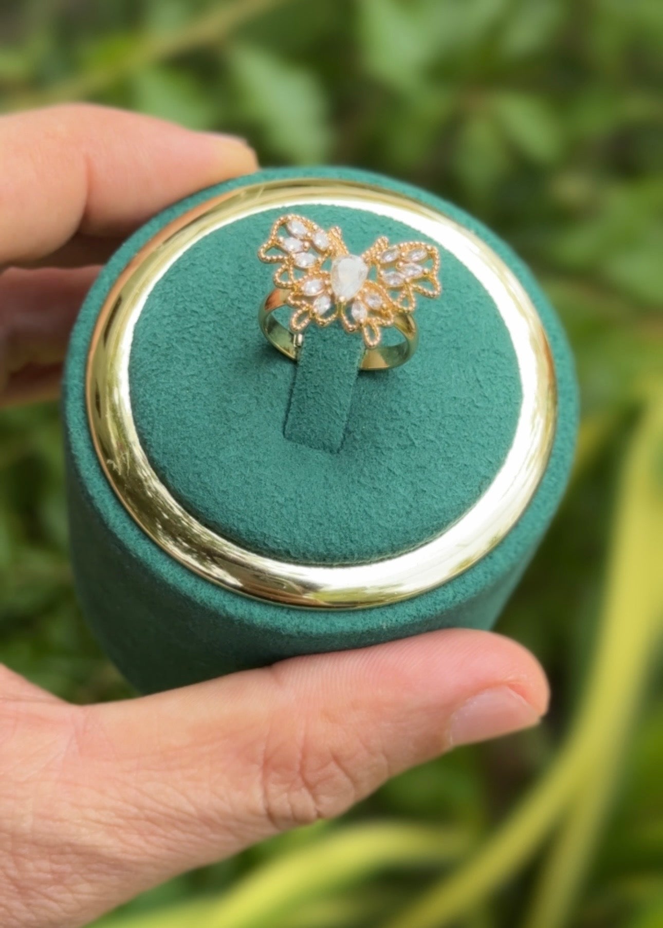 Butterfly Crystal Bloom Rings (Adjustable)
