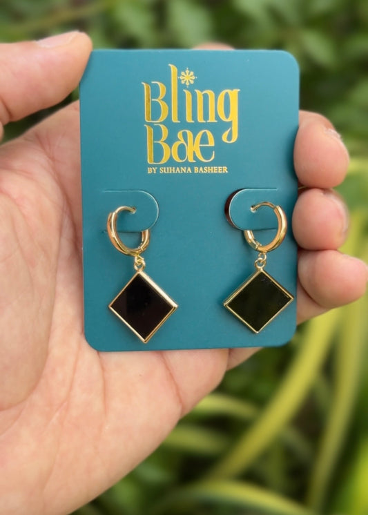 Midnight Charm Drop Hoops Earrings