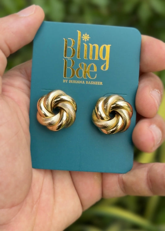 Golden Swirl Knot Studs