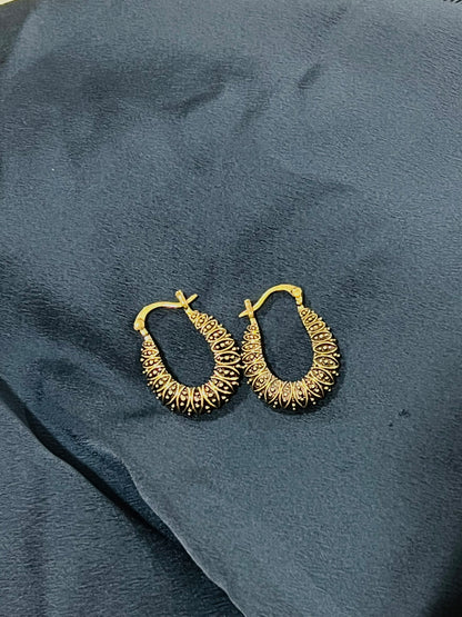Antique Ember Textured Hoops Earrings