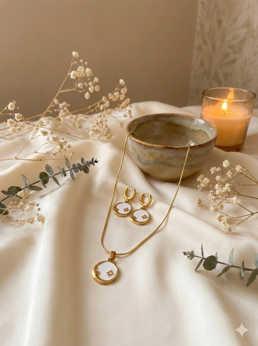 The Starlight Disc Necklace & Earrings Set