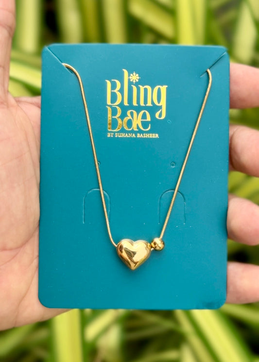 Golden Heart Ball Necklace ✨ (316L Grade)