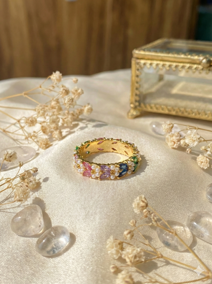 Rainbow Pearl Rings