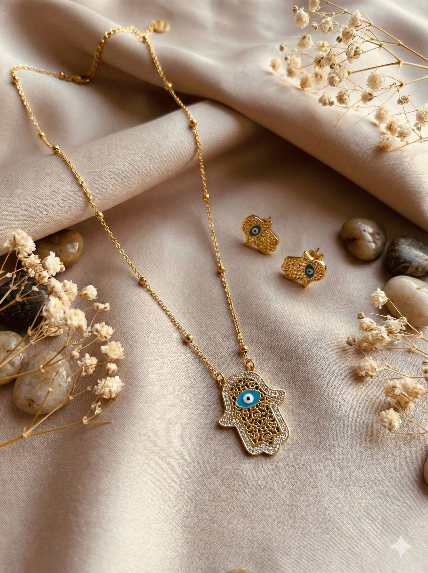 Divine Hand Of Protection Necklace & Earrings Set