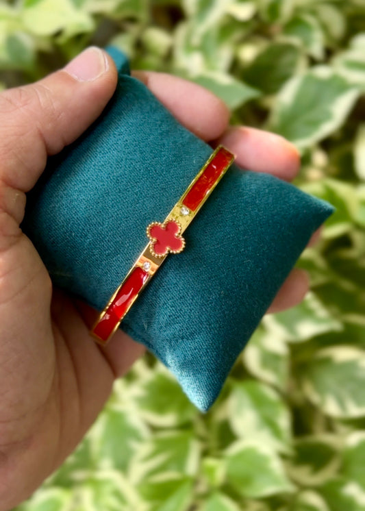 Ruby Clover Charm Cuff Bangle ❤️✨