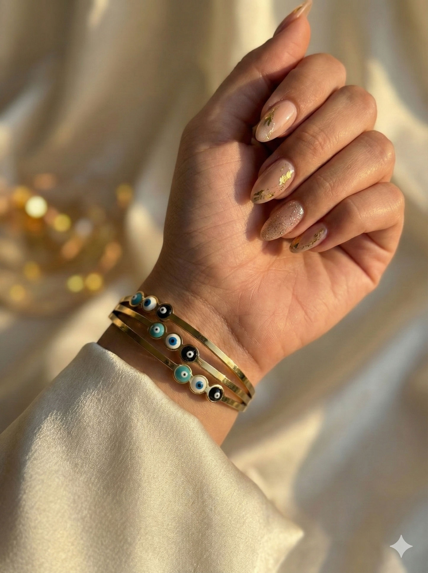 Evil Eye Trinity Cuff Bangle