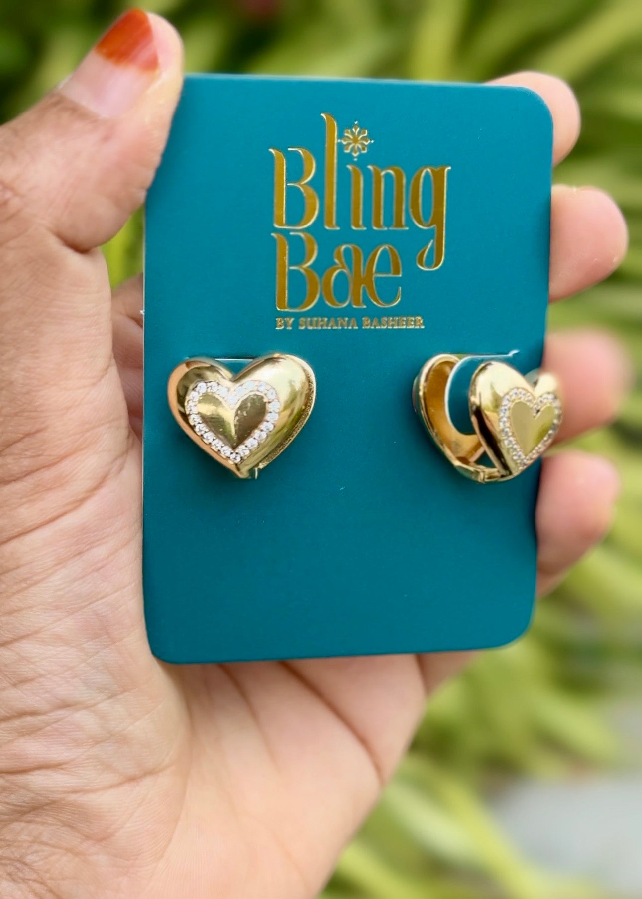 Golden Sparkle Heart Hoop Earrings