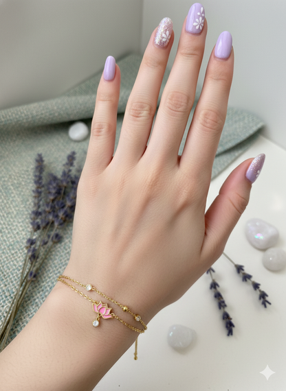 Pink Lotus Anklet/Bracelet (Single Piece)