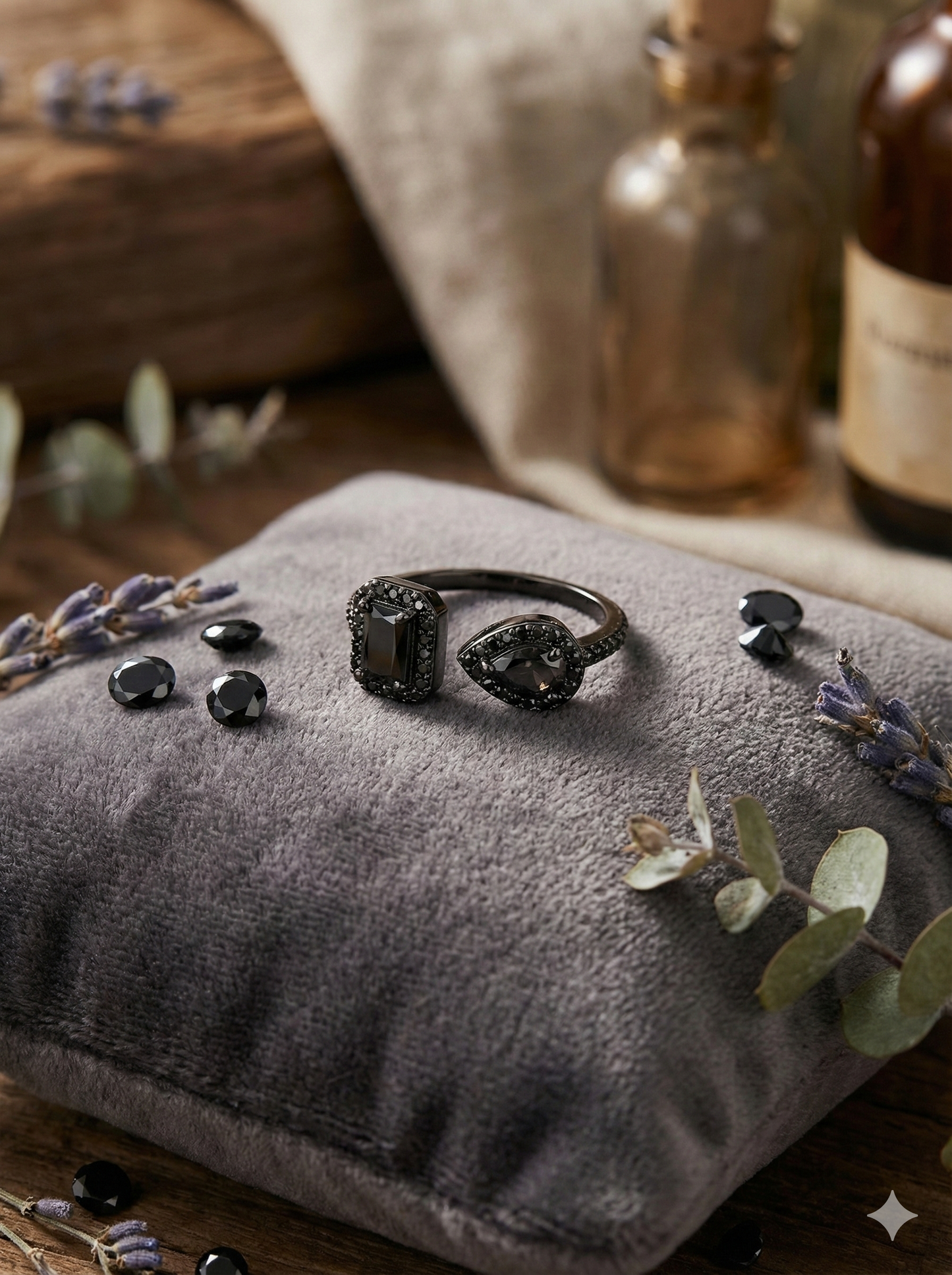 Noir Dual Halo Rings (Adjustable)