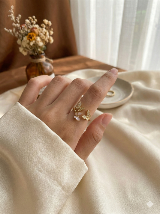 Twin Butterfly Rings (Adjustable)
