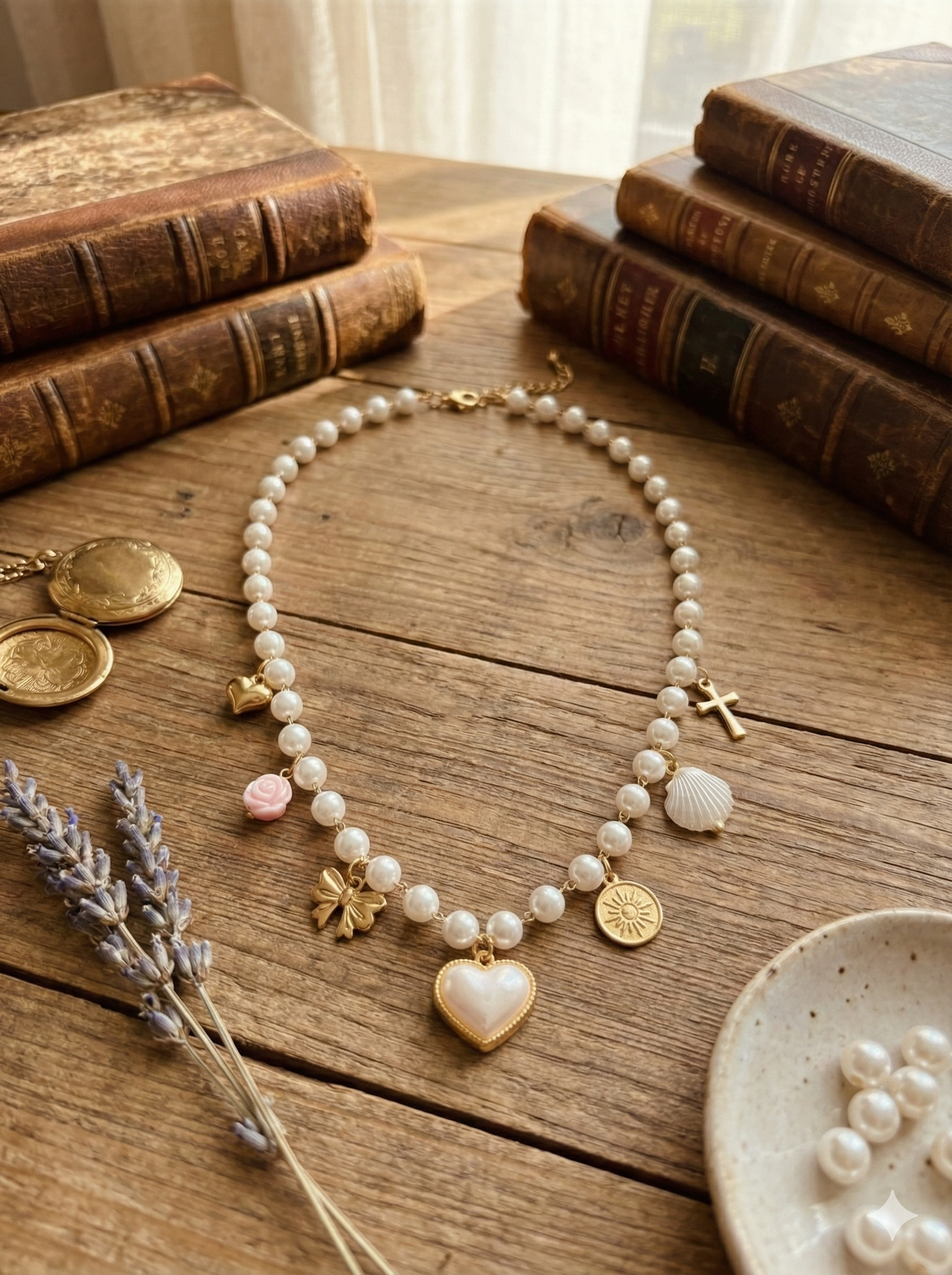 Pearl Heart Charm Necklace
