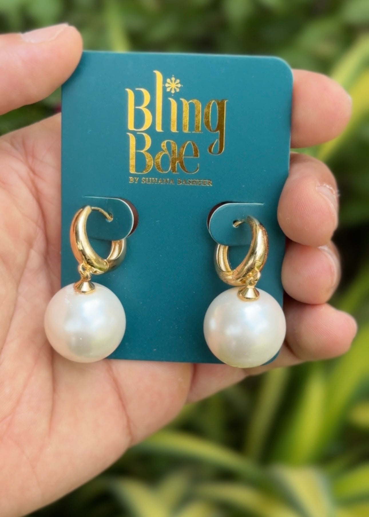 Pearl Luxe Drop Hoops Earrings