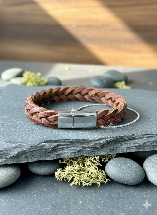 Rustic Weave Leather Men’s Wristbands