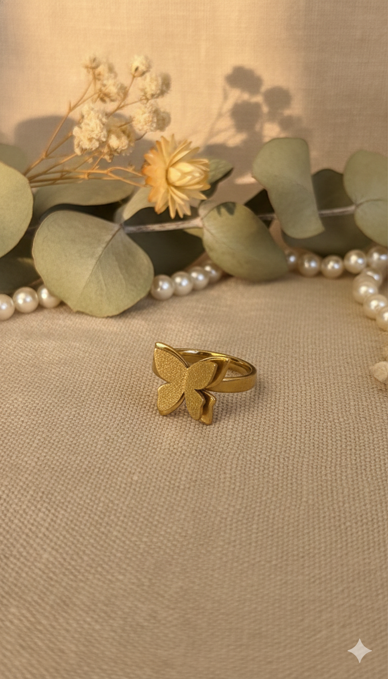 Golden Butterfly Bloom Rings
