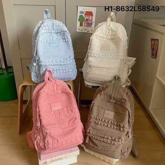 Aesthetic School Bag – Ruffle Series 🎒✨