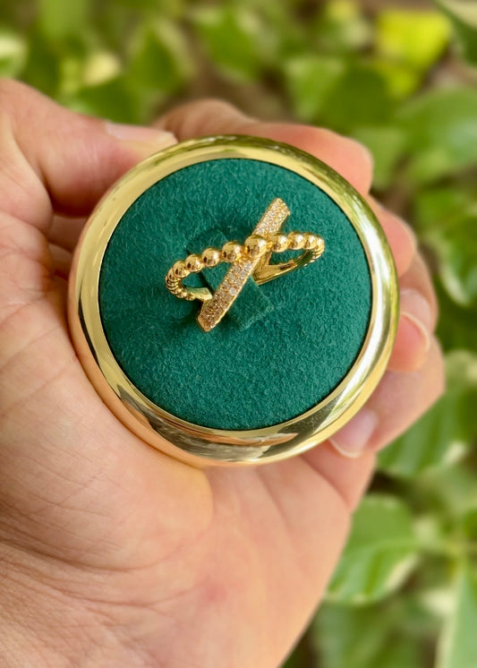 Golden Bead Cross Rings ✨ (Free-size)