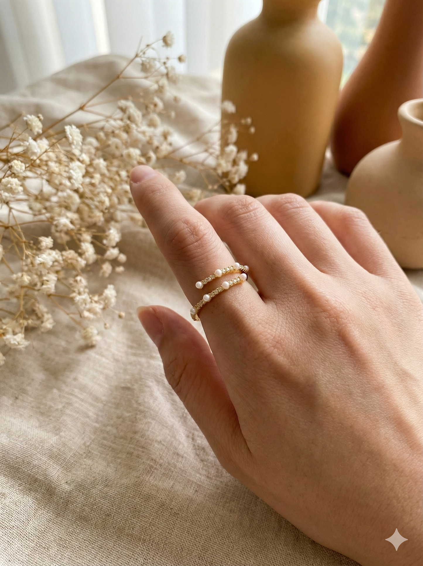 Pearl Whisper Rings (Adjustable)