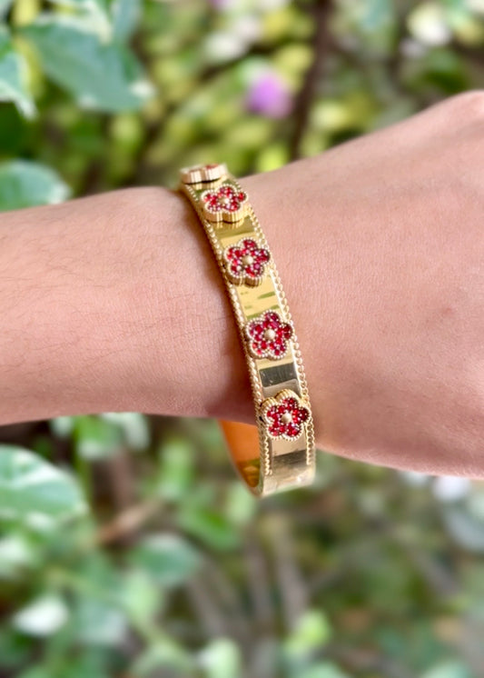 Crimson Blossom Luxe Cuff Bangles ❤️‍🔥✨ (316L Grade)