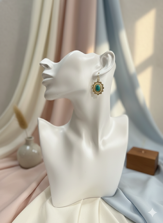 Turquoise Royal Halo Earrings