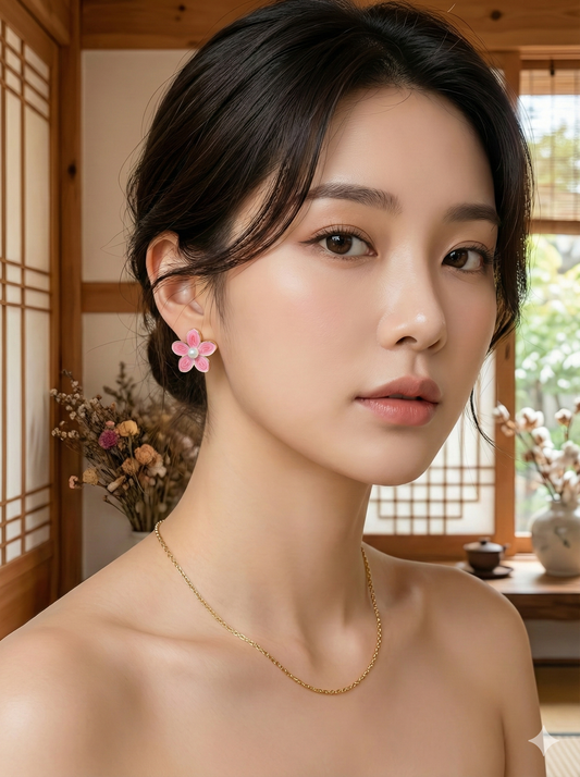 Blush Petal Pearl Earrings