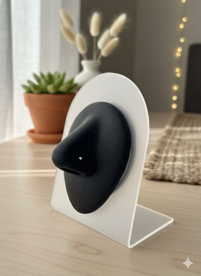 The Glimmer Nose Stud (L-bend Titanium-silver - Stone 1.5mm)