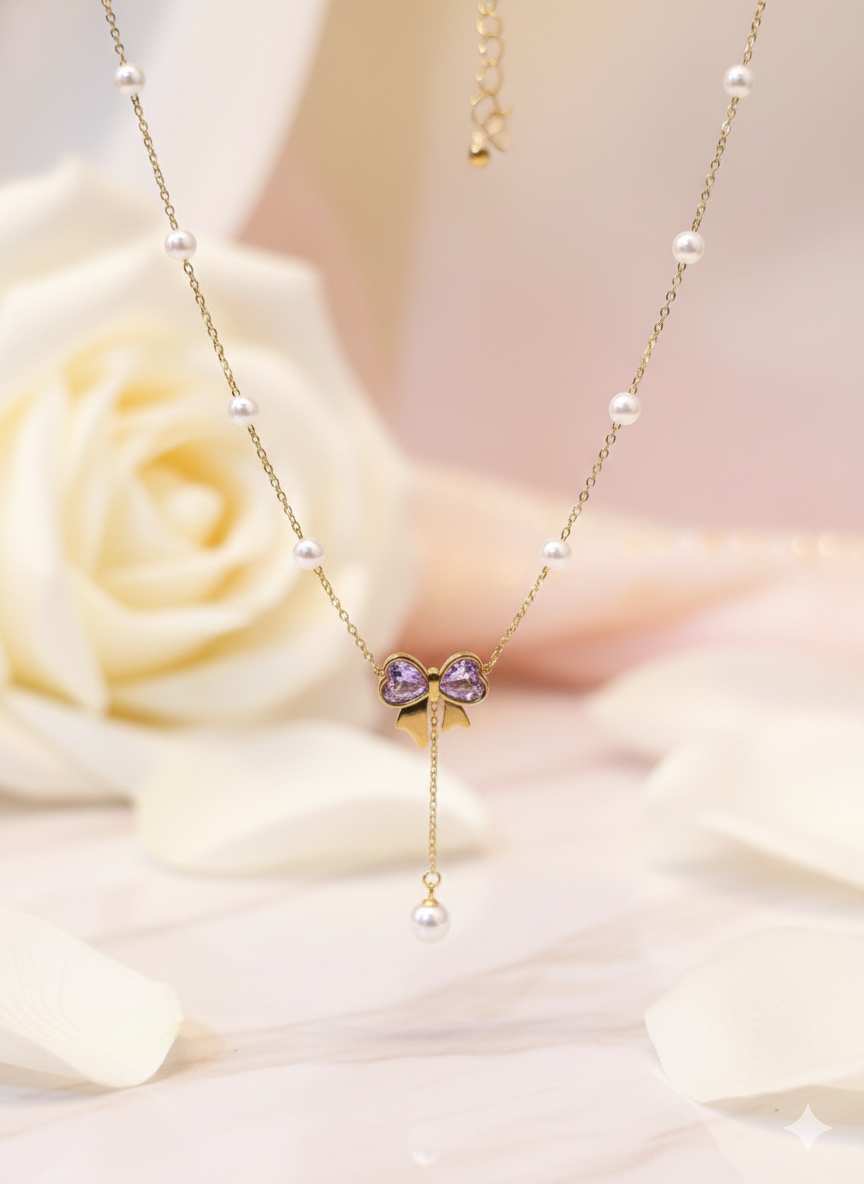 Aurora Bow Pearl Necklace