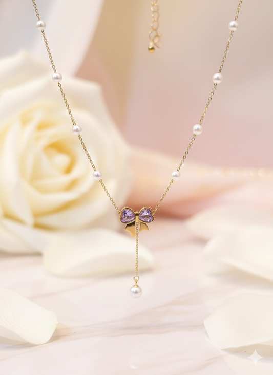 Aurora Bow Pearl Necklace