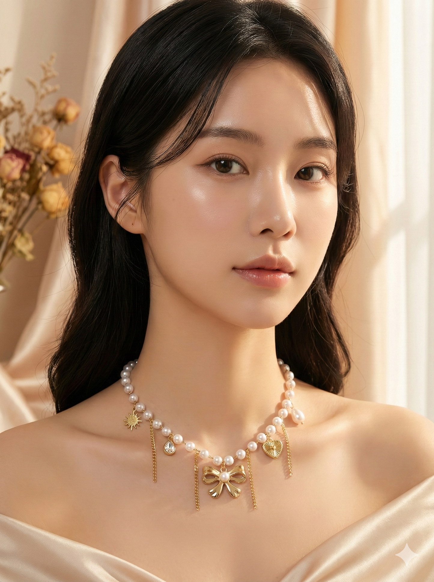 Victorian Bow Pearl Necklace