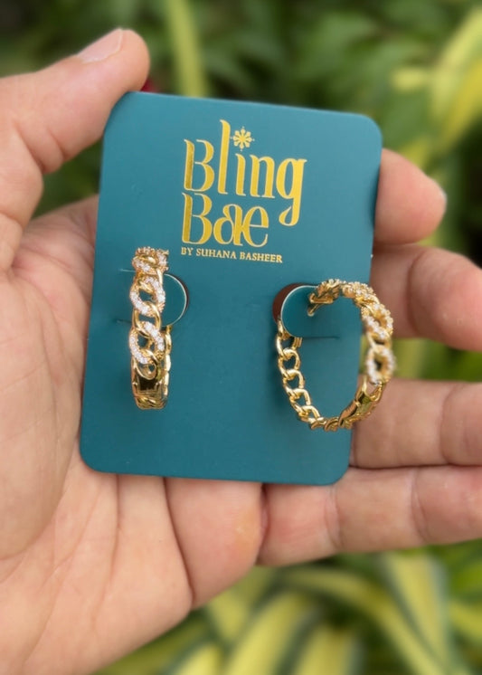 Crystal Link Luxe Hoops Earrings