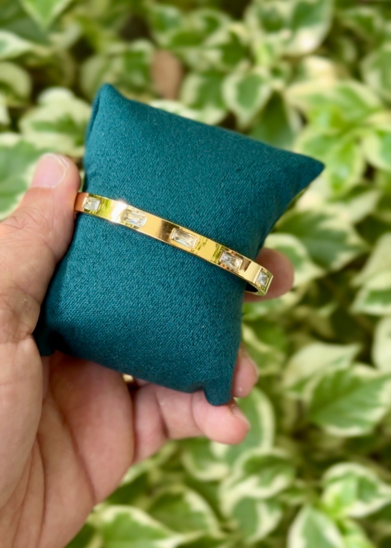 Crystal Line Elegance Cuff Bangle ✨💛