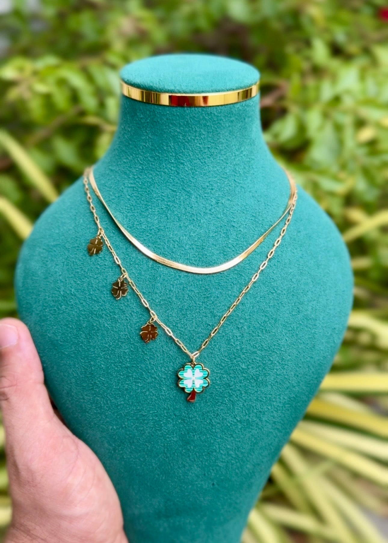 Clover Charm Layered Necklace 🍀
