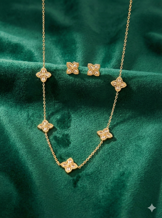 Vintage Alhambra Necklace & Earrings Set