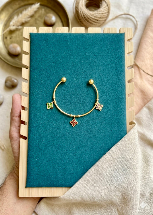 Trio Bloom Charm Cuff Bangles 🌸