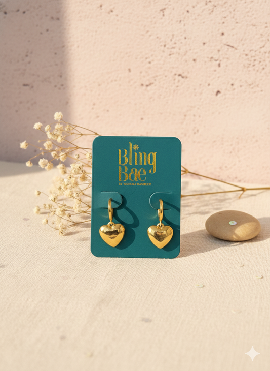 Golden Heart Drop Earrings